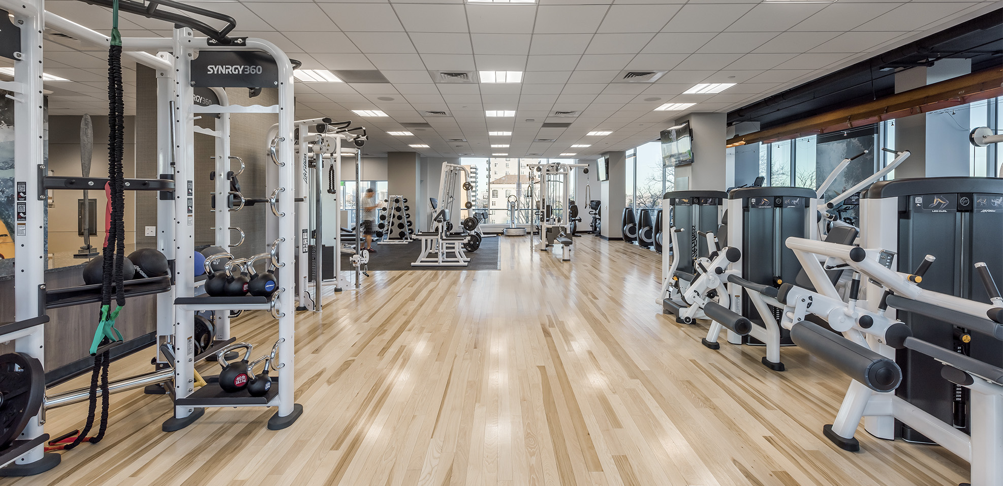 Country Club Towers gym with equipment